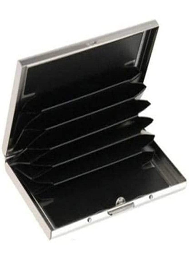 Khakhi Men's & Women's Stainless Steel Pocket ATM Visiting Credit Card Business Card Case Holder (Silver-H) - Image 2